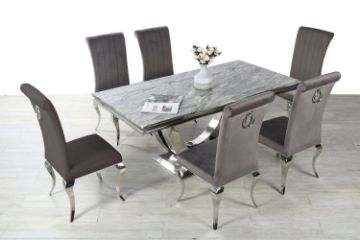 Picture of NUCCIO 180 Marble Top Stainless 7PC Dining Set