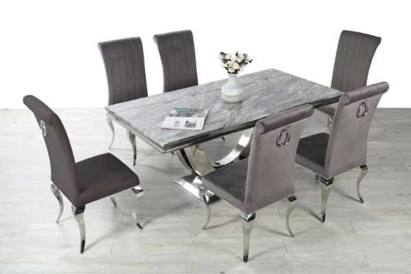 Picture of NUCCIO 180 Marble Top Stainless 7PC Dining Set