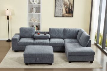 Picture of OSAKA Sectional Sofa (Grey) - Chaise Facing Right with Ottoman