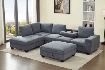 Picture of OSAKA Sectional Sofa (Grey) - Chaise Facing Left with Ottoman