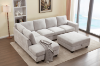 Picture of OSAKA Sectional Sofa with Storage Ottoman, Flip-Back Hidden Console & USB & Type-C Port (Light Color)
