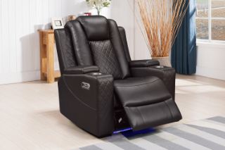 Picture of MONROSE Air Leather Dual Motor Reclining Sofa Range (Brown) - 1 Seat with Cup Holders (1R)