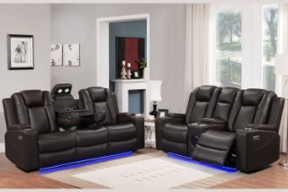Picture of MONROSE Air Leather Dual Motor Reclining Sofa Range (Brown) - 3RRC+2RRC Sofa Set