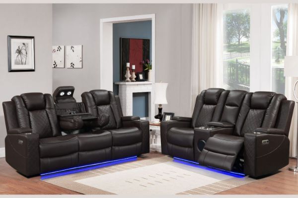 Picture of MONROSE Air Leather Dual Motor Reclining Sofa Range (Brown) - 3RRC+2RRC Sofa Set