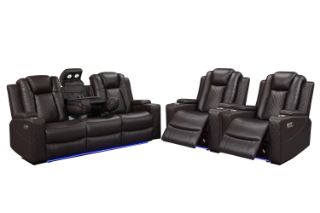 Picture of MONROSE Air Leather Dual Motor Reclining Sofa Range (Brown) - 3RRC+1R+1R Sofa Set