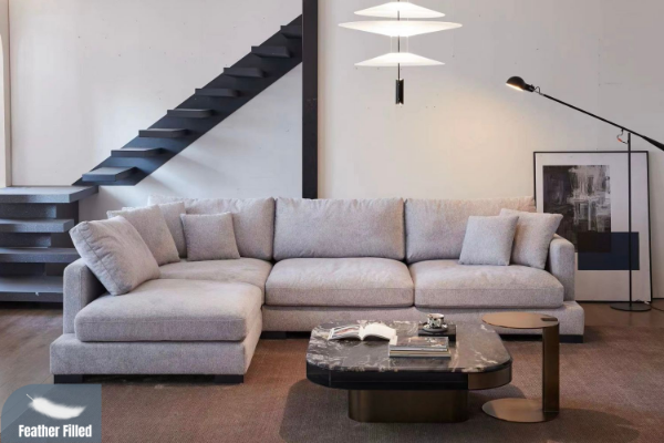 Picture of WONDERLAND Chaise Facing Left Feather-Filled Fabric Sectional Sofa