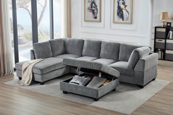 Picture of LIBERTY PREMIUM Sectional Sofa with Storage Ottoman (Sandstone)