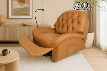 Picture of SANO 360° Swivel Manual Recliner Lounge Chair with Mobile Holder (Orange)