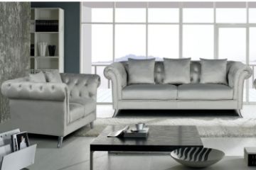 Picture of [FLOOR MODEL CLEARANCE] JOLANDA Chesterfield Fabric 3 Seater Sofa(Grey)