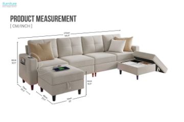 Picture of [FLOOR MODEL CLEARANCE]KINSLEY Modular Sectional Sofa with Wireless Charging, USB & Type-C Ports, and LED Lighting (Beige)