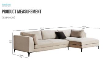 Picture of  [FLOOR MODEL CLEARANCE]  AMELIE Memory Foam Chaise Facing Right Sectional Sofa (Light Grey)