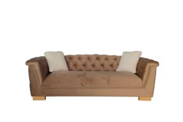 Picture of [FLOOR MODEL CLEARANCE] MALMO  3 Seater  Velvet Sofa with Pillows (Brown) 