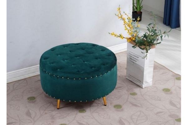 Picture of  [FLOOR MODEL CLEARANCE] AQEEL Round Ottoman (Green)