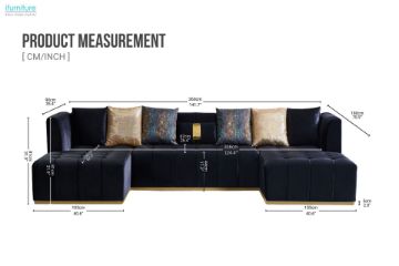 Picture of [FLOOR MODEL CLEARANCE] HALOTINE U-Shape Velvet Sectional Sofa (Black)