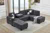 Picture of NEBULA Pro Sectional Sofa with Storage Ottoman & Drop-Down Console & USB Port (Dark Grey)