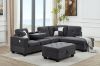 Picture of NEBULA Pro Sectional Sofa with Storage Ottoman & Drop-Down Console & USB & Type-C Port (Dark Grey)