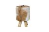Picture of THEO D31 Natural Goat Hide Solid Teakwood Round Stool