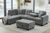 Picture of NEBULA Pro Sectional Sofa with Storage Ottoman & Drop-Down Console & USB Port (Misty Grey)