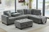 Picture of NEBULA Pro Sectional Sofa with Storage Ottoman & Drop-Down Console & USB Port (Misty Grey)