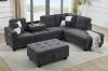Picture of NEBULA Pro Sectional Sofa with Storage Ottoman & Drop-Down Console & USB Port (Dark Grey)