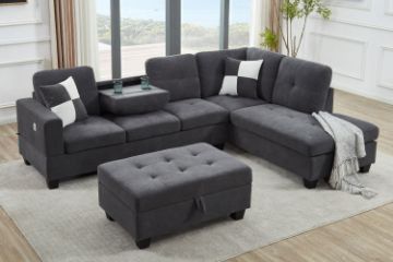 Picture of NEBULA Pro Sectional Sofa with Storage Ottoman (Dark Grey) - Chaise Facing Right