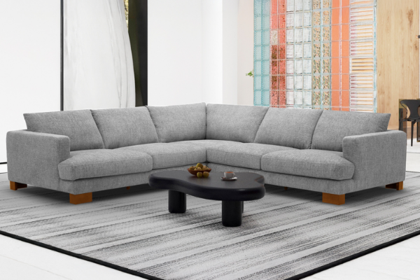 Picture of CONNERY Extra Large Sectional Sofa with Deep Seating & Ash Wood Base