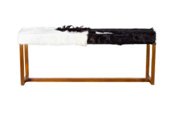 Picture of CAIMA 120 Natural Cowhide Solid Teakwood Bench