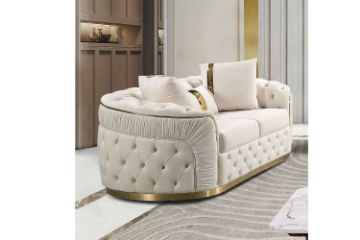 Picture of  [FLOOR MODEL CLEARANCE]  PIEDMONT 2 Seater  Chesterfield Velvet Sofa Range (Beige)