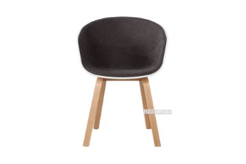 Picture of  [FLOOR MODEL CLEARANCE] OSAKA  Wood Legs Dining Chair with Inner Upholstery  *Brown / Grey