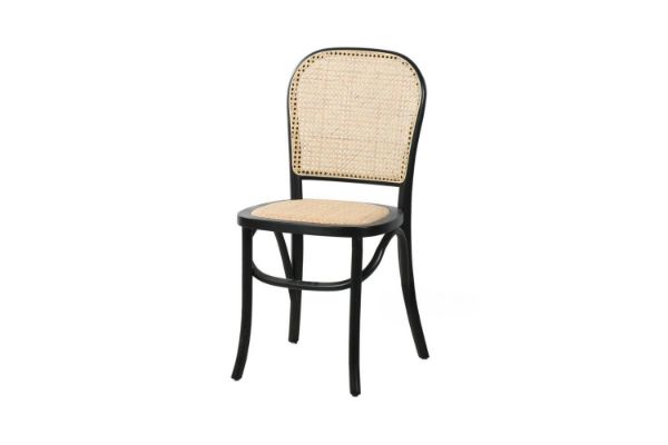 Picture of  [FLOOR MODEL CLEARANCE]  SYDNEE Solid Beech Rattan Back and Seat Dining Chair (Black)