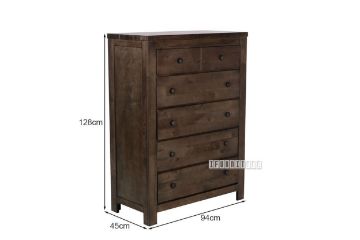 Picture of  [FLOOR MODEL CLEARANCE] HEMSWORTH 5-Drawer Solid Timber Wood Tallboy
