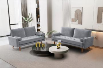 Picture of HAROLD 3 Seater Fabric Sofa (Light Grey)