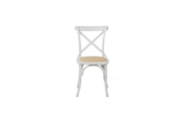 Picture of [FLOOR MODEL CLEARANCE] ALBION Solid Beech Cross Back Dining Chair with Rattan Seat (White)