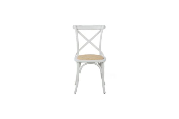 Picture of [FLOOR MODEL CLEARANCE] ALBION Solid Beech Cross Back Dining Chair with Rattan Seat (White)