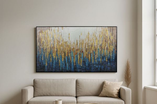Picture of H80 Hand Oil Painting Canvas Wall Art With Black Frame (80x140cm)