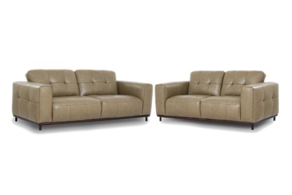 Picture of KALONA 3/2/1 Seater 100% Genuine Leather Sofa Range (Taupe) - 3+2 Sofa Set