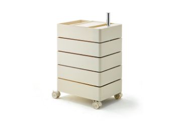 Picture of GALEN Rotating 5 Tier Utility Drawer Wheel Trolley - Off White 