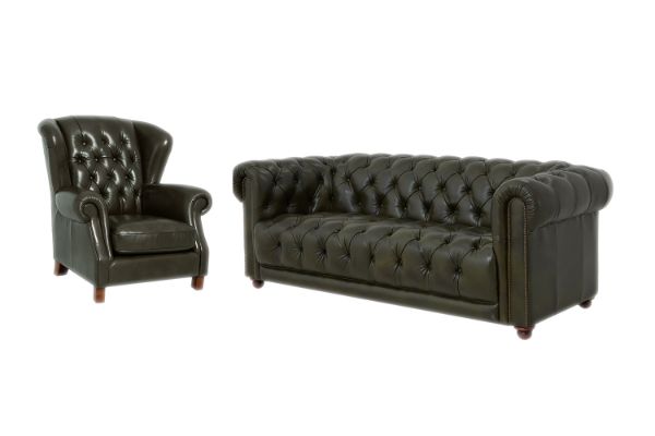 Picture of BAMBURGH 100% Genuine Leather Chesterfield Sofa Range - 3+1 Sofa Set