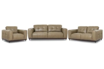 Picture of KALONA 3/2/1 Seater 100% Genuine Leather Sofa Range (Taupe)