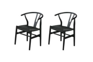 Picture of 53x50x79 WISHBONE Solid Wood Y Replica Chair (Black) - 2 Chairs in 1 Carton