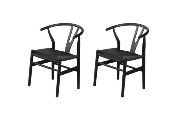 Picture of 53x50x79 WISHBONE Solid Wood Y Replica Chair (Black) - 2 Chairs in 1 Carton