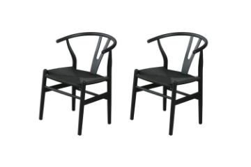 Picture of 53x50x79 WISHBONE Solid Wood Y Replica Chair (Black Frame-Black Seat) - 2 Chairs in 1 Carton
