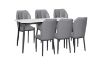 Picture of MIKASA 140 Sintered Stone Top 7PC Dining Set (Crisp-White Table + 6 Dark Grey Chairs)