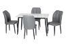 Picture of MIKASA 140 Sintered Stone Top 7PC Dining Set (Crisp-White Table + 6 Dark Grey Chairs)