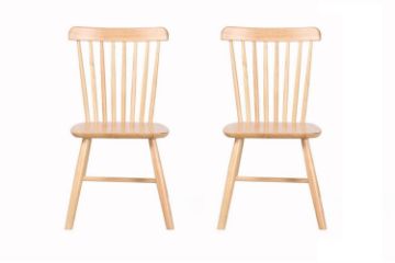 Picture of WINDSOR Solid Wood Dining Chair (Natural Colour) - 2 Chairs in 1 Carton