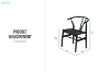 Picture of  WISHBONE Solid Wood Y Replica Chair (Black Frame-Black Seat) - 53x50x79