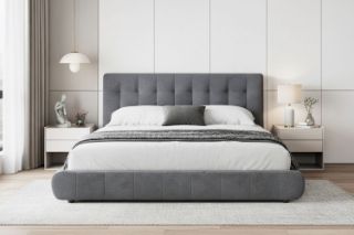 Picture of AMORA Fabric Bed Frame (Grey) - Super King Size 