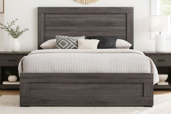 Picture of (FLOOR MODEL CLEARANCE) ROMNEY Queen Size Bed Frame (Grey) 