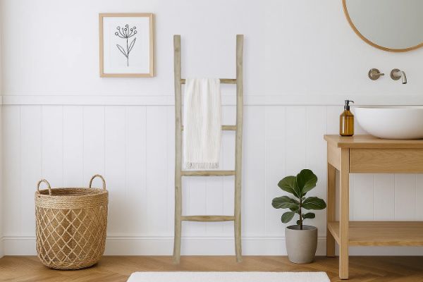 Picture of WILDBRANCH 150 Medium Teak Wood Towel Ladder