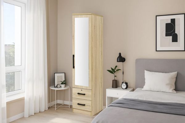 Picture of BESTA Wall Solution Modular Wardrobe System- 1-Door Wardrobe with Mirror & 2 Drawers